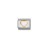 Nomination Composable Classic EDELSTEINE HERZ aus Edelstahl und 18K-Gold (07_OPAL WEISS)